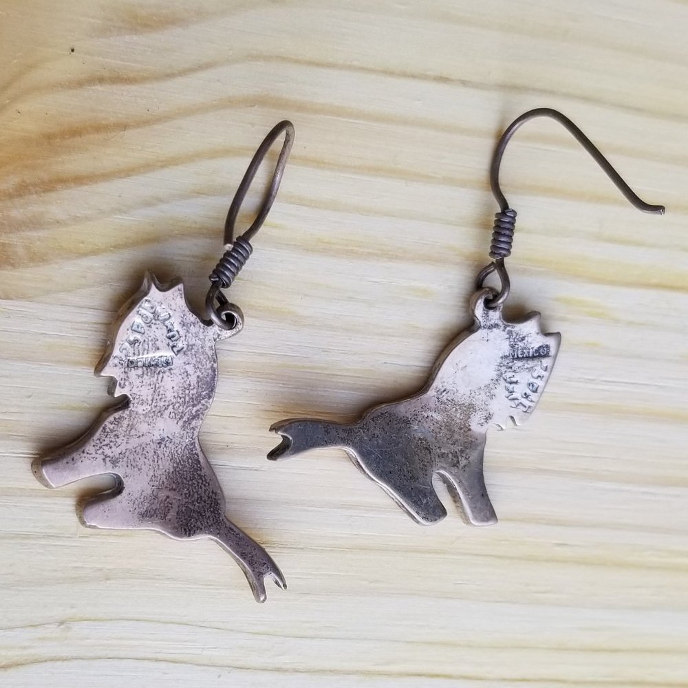 vintage western crushed turquoise burro earings - Picture 3 of 3